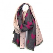 Pink & Grey Mix Reversible Spot & Heart Scarf by Peace of Mind